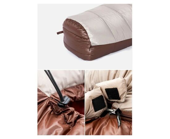 Спальный мешок Naturehike з натуральним пухом Snowbird NH20YD001 p-р M коричневий 350 г (6927595762127), изображение 6 Спальный мешок Naturehike з натуральним пухом Snowbird NH20YD001 p-р M коричневий 350 г (6927595762127), изображение 6