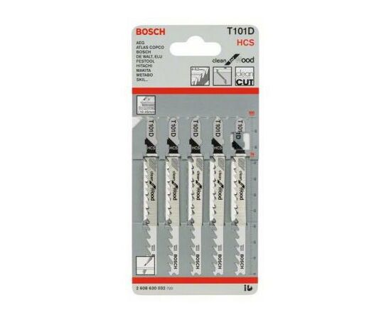 Полотно Bosch T101 D, HC, 5 шт, к электролобзику (2.608.630.032), зображення 2 Полотно Bosch T101 D, HC, 5 шт, к электролобзику (2.608.630.032), зображення 2