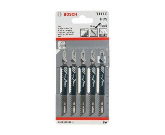 Полотно Bosch T111 С, HC, 5 шт, к электролобзику (2.608.630.033), зображення 2 Полотно Bosch T111 С, HC, 5 шт, к электролобзику (2.608.630.033), зображення 2