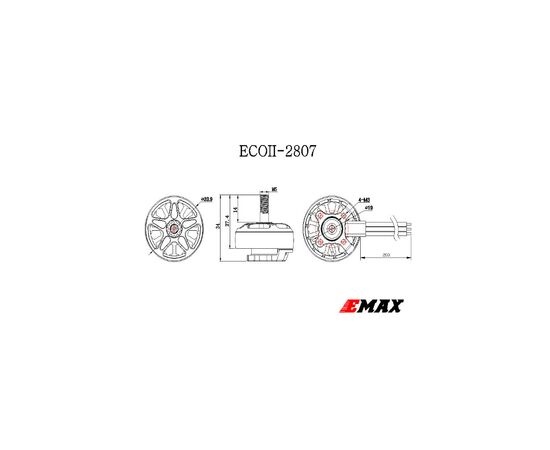 Двигатель для дрона Emax ECO II 2807 1300KV (0101096021), изображение 5 Двигатель для дрона Emax ECO II 2807 1300KV (0101096021), изображение 5