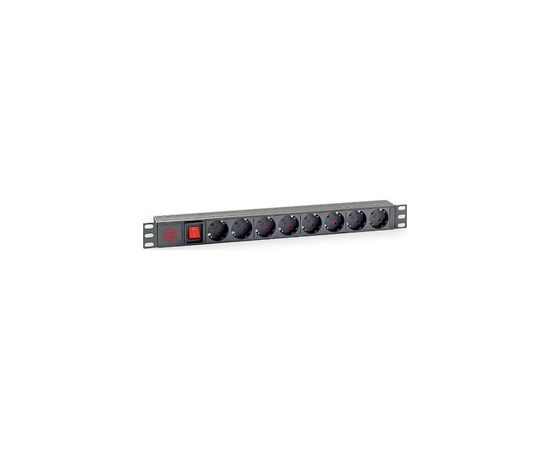Силовой блок 19" 1U 8xSchuko, вимикач, С14 Kingda (KD-PDU-GM-1U-P8-C14)