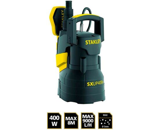 Дренажный насос Stanley 0.4 кВт, для чистой воды, 9000 л/ч (SXUP400PCE), изображение 2 Дренажный насос Stanley 0.4 кВт, для чистой воды, 9000 л/ч (SXUP400PCE), изображение 2