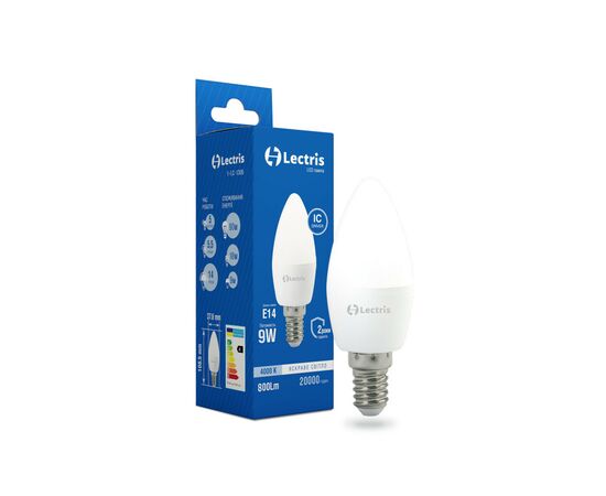 Лампочка Lectris С37 9W 4000K 220V E14 (1-LC-1305)