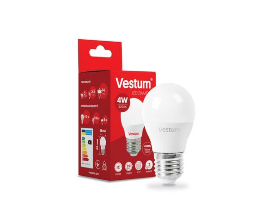 Лампочка Vestum G45 4W 4100K 220V E27 (1-VS-1205)