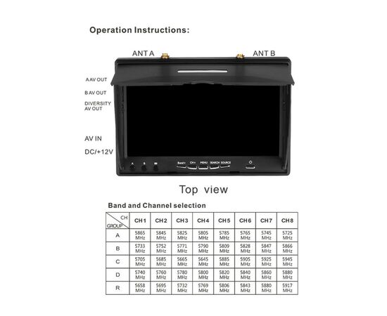 Монитор FPV Foxeer LCD5802D DVR 5.8GHz 40CH (MR1705/HP039-0014), изображение 7 Монитор FPV Foxeer LCD5802D DVR 5.8GHz 40CH (MR1705/HP039-0014), изображение 7
