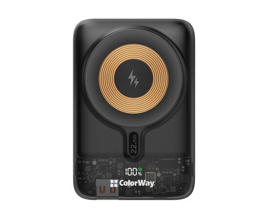 Батарея универсальная ColorWay 10 000 mAh 15W MagSafe (USB QC3.0 + USB-C PD 22.5W) (CW-PB100LPA3BK-WPDD), изображение 2 Батарея универсальная ColorWay 10 000 mAh 15W MagSafe (USB QC3.0 + USB-C PD 22.5W) (CW-PB100LPA3BK-WPDD), изображение 2