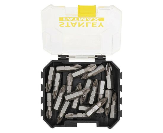 Набор бит Stanley FatMax, Pozidriv, Pz2, L 25 мм, 20 шт, кейс (STA88567), изображение 2 Набор бит Stanley FatMax, Pozidriv, Pz2, L 25 мм, 20 шт, кейс (STA88567), изображение 2