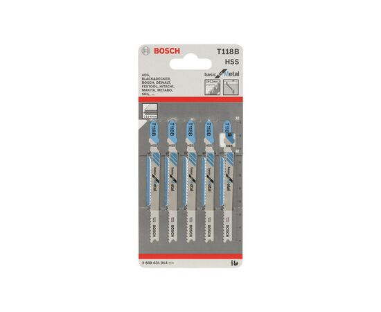 Полотно Bosch по металу T 118 B, 1.9-2.3х92мм, 5шт (2.608.631.014)