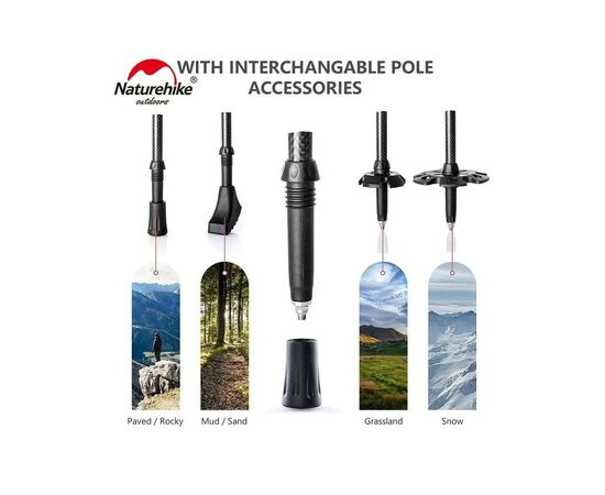 Треккинговые палки Naturehike NH20DS003 135 см чорний/червоний 2 шт (6927595746233), изображение 3 Треккинговые палки Naturehike NH20DS003 135 см чорний/червоний 2 шт (6927595746233), изображение 3