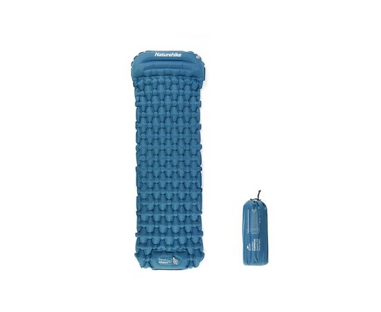 Матрас надувной Naturehike із підголовником CNK2300DZ0001 198 х 59 см темно-синій (6976023929496)