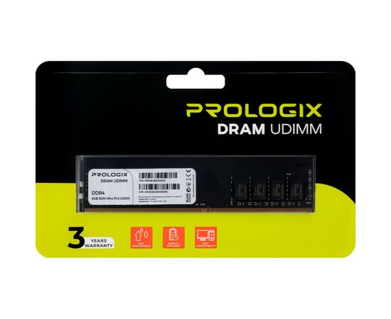 Модуль памяти для компьютера DDR4 8GB 3200 MHz Prologix (PRO8GB3200D4), изображение 4 Модуль памяти для компьютера DDR4 8GB 3200 MHz Prologix (PRO8GB3200D4), изображение 4