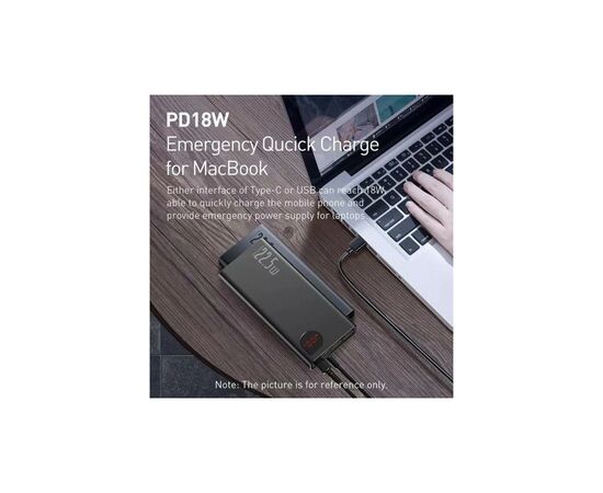 Батарея универсальная Baseus Adaman Metal Digital Display Quick Charge 20000mAh 22.5W (PPAD070101), изображение 11 Батарея универсальная Baseus Adaman Metal Digital Display Quick Charge 20000mAh 22.5W (PPAD070101), изображение 11