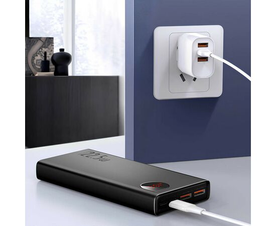 Батарея универсальная Baseus Adaman Metal Digital Display Quick Charge 20000mAh 22.5W (PPAD070101), изображение 5 Батарея универсальная Baseus Adaman Metal Digital Display Quick Charge 20000mAh 22.5W (PPAD070101), изображение 5