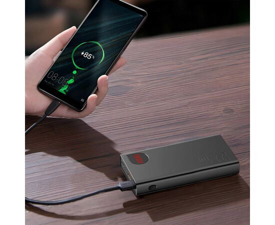Батарея универсальная Baseus Adaman Metal Digital Display Quick Charge 20000mAh 22.5W (PPAD070101), изображение 6 Батарея универсальная Baseus Adaman Metal Digital Display Quick Charge 20000mAh 22.5W (PPAD070101), изображение 6