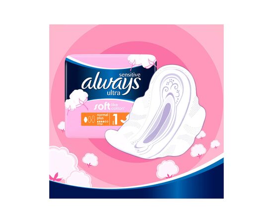 Гигиенические прокладки Always Ultra Sensitive Normal размер 1 20 шт. (4015400213932), изображение 4