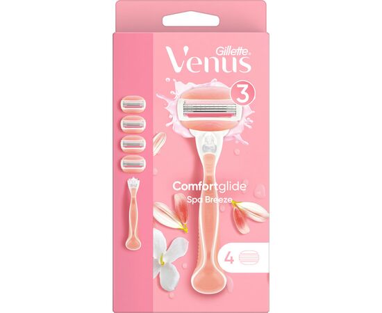 Бритва Gillette Venus Comfortglide Spa Breeze с 4 сменными картриджами (7702018469727), изображение 2 Бритва Gillette Venus Comfortglide Spa Breeze с 4 сменными картриджами (7702018469727), изображение 2