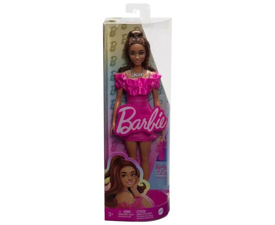 Кукла Barbie Fashionistas в розовом мини-платье с рюшами (HRH15), изображение 5 Кукла Barbie Fashionistas в розовом мини-платье с рюшами (HRH15), изображение 5