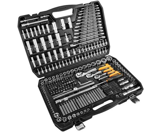 Набор инструментов Neo Tools 300шт, 1/2", 1/4", 3/8", CrV, кейс (10-218)
