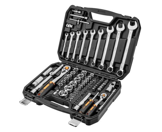 Набор инструментов Neo Tools 82шт, 1/2", 1/4", CrV, eco кейс (10-058), изображение 7 Набор инструментов Neo Tools 82шт, 1/2", 1/4", CrV, eco кейс (10-058), изображение 7