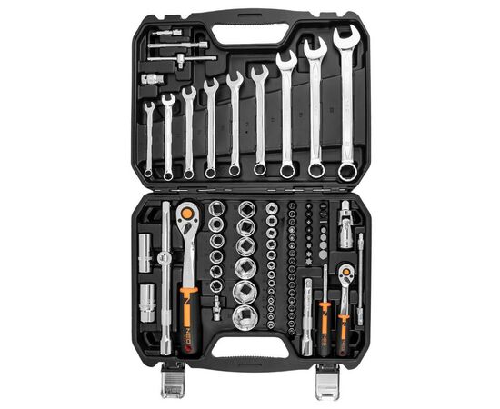 Набор инструментов Neo Tools 82шт, 1/2", 1/4", CrV, eco кейс (10-058), изображение 8 Набор инструментов Neo Tools 82шт, 1/2", 1/4", CrV, eco кейс (10-058), изображение 8