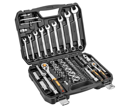 Набор инструментов Neo Tools 82шт, 1/2", 1/4", CrV, eco кейс (10-058)