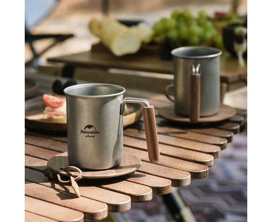 Чашка туристическая Naturehike NH21SJ001 з дерев'яною ручкою 350 мл нержавіюча сталь (6927595784594), изображение 2 Чашка туристическая Naturehike NH21SJ001 з дерев'яною ручкою 350 мл нержавіюча сталь (6927595784594), изображение 2