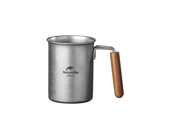 Чашка туристическая Naturehike NH21SJ001 з дерев'яною ручкою 350 мл нержавіюча сталь (6927595784594)
