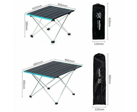 Туристичний стіл Naturehike NH19Z008-Z, алюміній, Розмір S, чорний (6927595737309), зображення 4 Туристичний стіл Naturehike NH19Z008-Z, алюміній, Розмір S, чорний (6927595737309), зображення 4