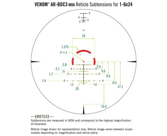 Оптичний приціл Vortex Venom 1-6x24 SFP AR-BDC3 MOA (VEN-1601) (930667), зображення 10 Оптичний приціл Vortex Venom 1-6x24 SFP AR-BDC3 MOA (VEN-1601) (930667), зображення 10