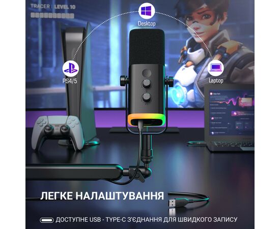 Мікрофон Fifine TAM8 USB Black (TAM8), зображення 8 Мікрофон Fifine TAM8 USB Black (TAM8), зображення 8