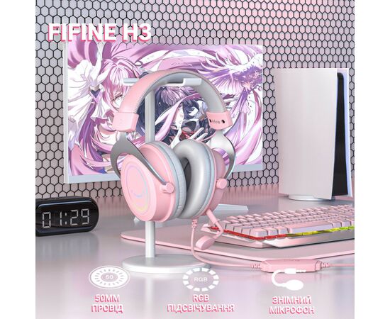 Наушники Fifine H3 RGB Pink (H3P), изображение 3 Наушники Fifine H3 RGB Pink (H3P), изображение 3