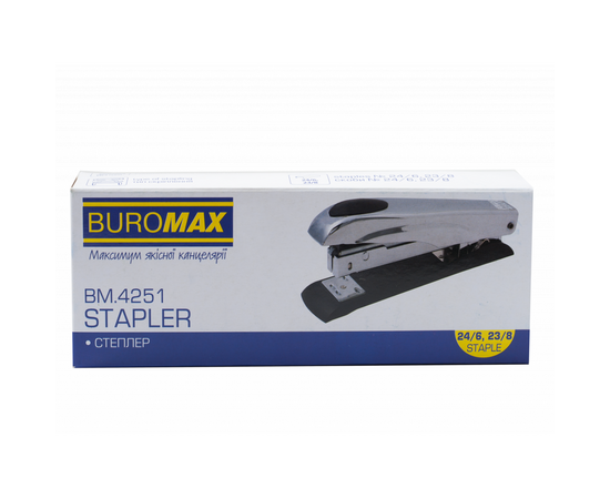 Степлер Buromax металлический, до 50 листов, скобы 23, 24, 26 Черный (BM.4251-01), изображение 2