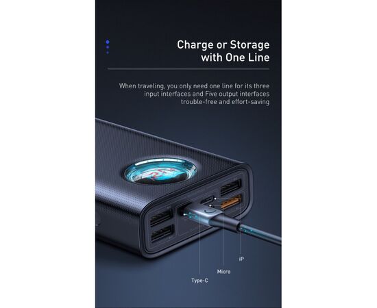 Батарея универсальная Baseus Amblight 30000mAh PD3.0/65W, QC3.0, Type-C, 4*USB (PPLG000101), изображение 10 Батарея универсальная Baseus Amblight 30000mAh PD3.0/65W, QC3.0, Type-C, 4*USB (PPLG000101), изображение 10
