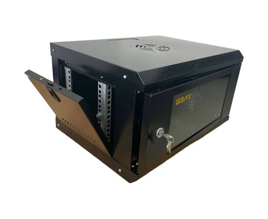 Шафа настінна GEAR 6U 19'' 530x400x300 мм, + полка 19", black (GWMSN-6U), зображення 2 Шафа настінна GEAR 6U 19'' 530x400x300 мм, + полка 19", black (GWMSN-6U), зображення 2