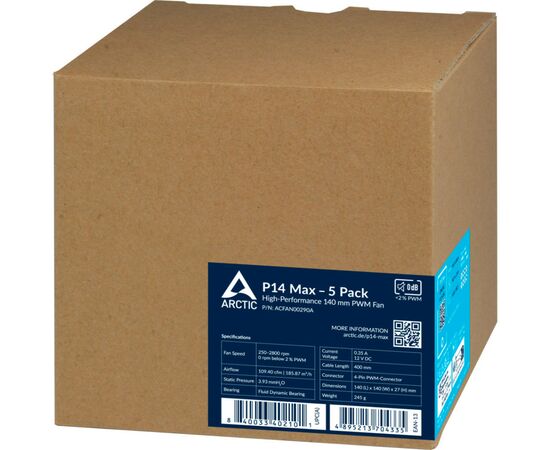Кулер для корпуса Arctic P14 MAX/5PACK (ACFAN00290A), изображение 5 Кулер для корпуса Arctic P14 MAX/5PACK (ACFAN00290A), изображение 5