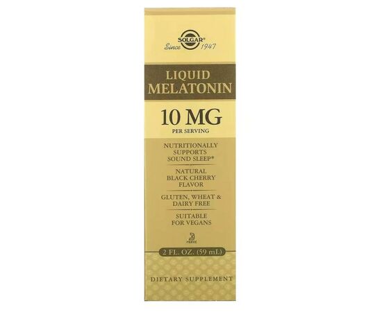 Амінокислота Solgar Мелатонін рідкий, 10 мг, смак черешні, Liquid Melatonin, 59 мл (SOL-50380)