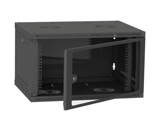 Шкаф настенный Ipcom 6U, 600*350, RAL9005 (СН-6U-060х035-ДС-9005), изображение 3 Шкаф настенный Ipcom 6U, 600*350, RAL9005 (СН-6U-060х035-ДС-9005), изображение 3