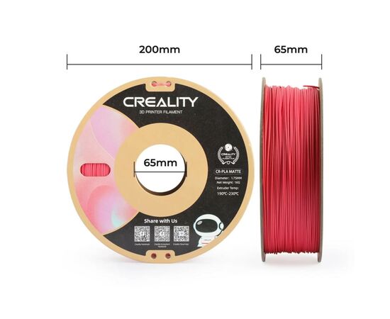 Пластик для 3D-принтера Creality PLA matte 1кг, 1.75мм, red strawberry (3301010300), зображення 6 Пластик для 3D-принтера Creality PLA matte 1кг, 1.75мм, red strawberry (3301010300), зображення 6
