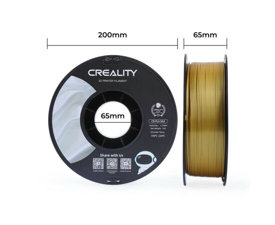 Пластик для 3D-принтера Creality PLA silky shine 1кг, 1.75мм, gold (3301120001), зображення 7 Пластик для 3D-принтера Creality PLA silky shine 1кг, 1.75мм, gold (3301120001), зображення 7