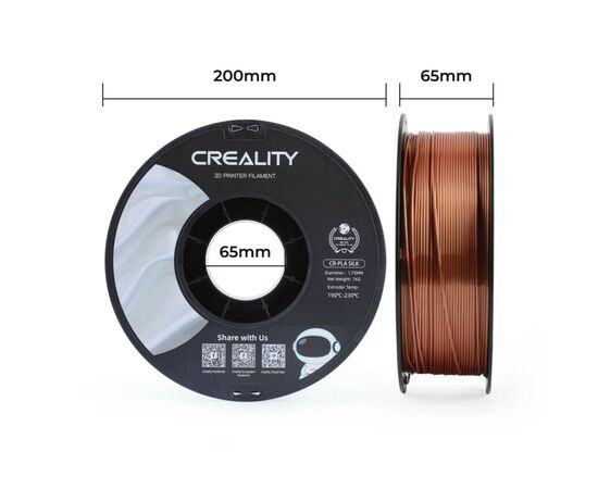 Пластик для 3D-принтера Creality PLA silky shine 1кг, 1.75мм, red copper (3301120002), изображение 7 Пластик для 3D-принтера Creality PLA silky shine 1кг, 1.75мм, red copper (3301120002), изображение 7