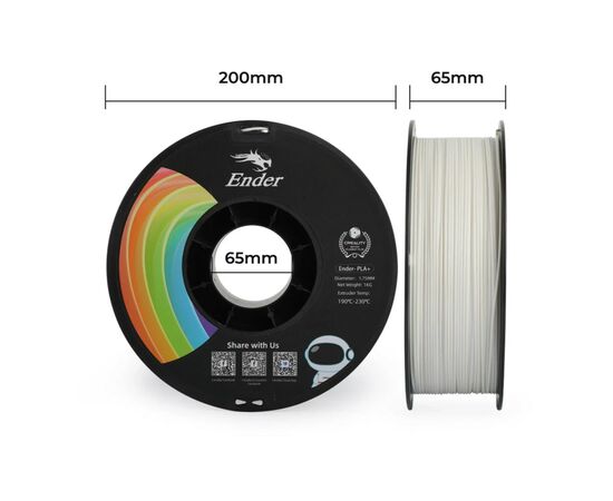 Пластик для 3D-принтера Creality PLA+ 1кг, 1.75мм, white (3301010305), изображение 7 Пластик для 3D-принтера Creality PLA+ 1кг, 1.75мм, white (3301010305), изображение 7