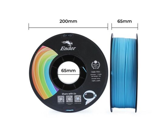 Пластик для 3D-принтера Creality PLA+ 1кг, 1.75мм, blue (3301010310), изображение 7 Пластик для 3D-принтера Creality PLA+ 1кг, 1.75мм, blue (3301010310), изображение 7