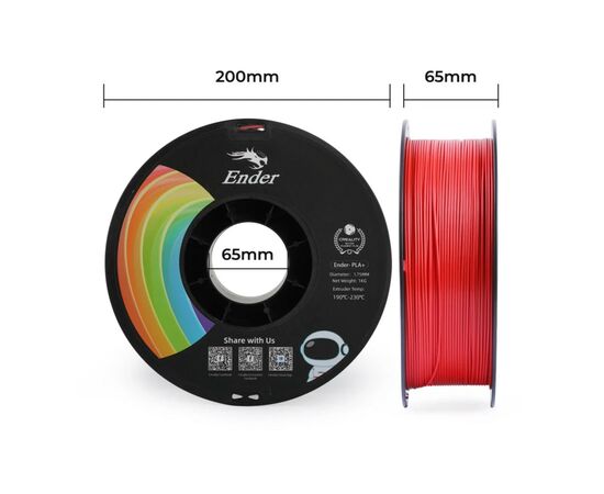Пластик для 3D-принтера Creality PLA+ 1кг, 1.75мм, red (3301010309), изображение 7 Пластик для 3D-принтера Creality PLA+ 1кг, 1.75мм, red (3301010309), изображение 7