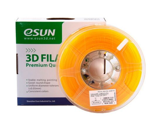 Пластик для 3D-принтера eSUN PETG 3мм, 1кг, yellow (PETG300Y1), изображение 4 Пластик для 3D-принтера eSUN PETG 3мм, 1кг, yellow (PETG300Y1), изображение 4