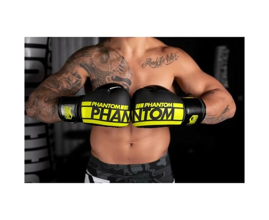 Боксерские перчатки Phantom Apex Elastic Neon Black/Yellow 16 унцій (PHBG2300-16), изображение 7 Боксерские перчатки Phantom Apex Elastic Neon Black/Yellow 16 унцій (PHBG2300-16), изображение 7