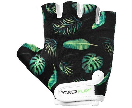 Велоперчатки PowerPlay 001 Чорні листочки XS (SALE_001_Black_XS), изображение 2