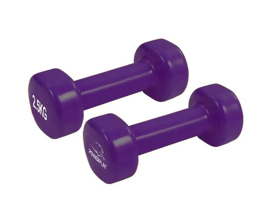 Гантель PowerPlay вінілові 4125 Achilles 2 х 2.5 кг Фіолетові (PP_4125_2.5kg_2in), изображение 6 Гантель PowerPlay вінілові 4125 Achilles 2 х 2.5 кг Фіолетові (PP_4125_2.5kg_2in), изображение 6