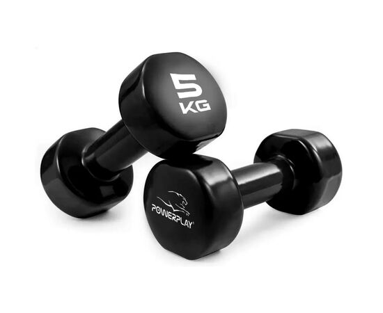 Гантель PowerPlay вінілові 4125 Achilles 2 х 5 кг Чорні (PP_4125_5kg_2in)