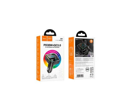 FM модулятор HOCO E81, Black, Box, изображение 4 FM модулятор HOCO E81, Black, Box, изображение 4