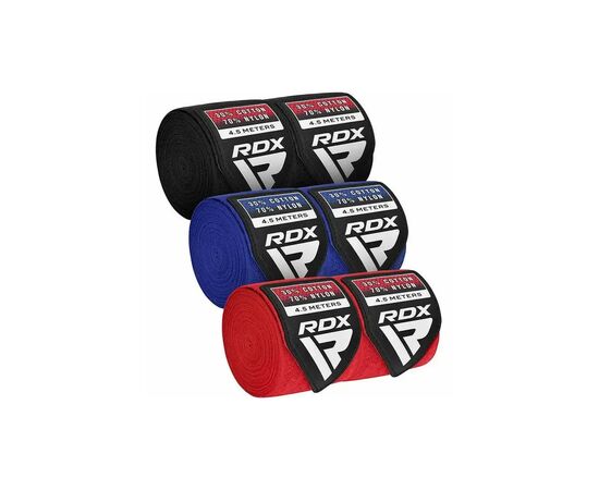 Бинт для спорту RDX для боксу RB Hand Wraps Combine 3 пари Red,Black,Blue (4.5м.) (HWC-RBU+), зображення 2